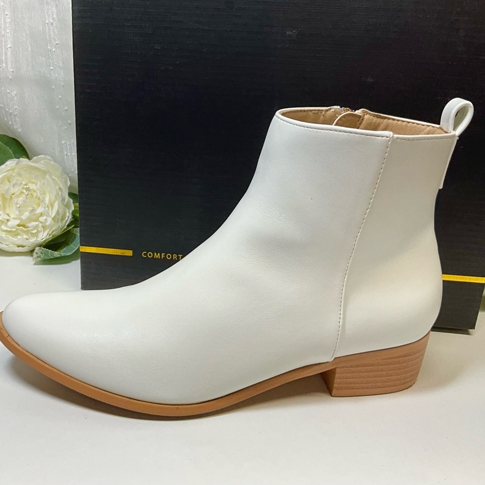 Romy Classic White Ankle Booties